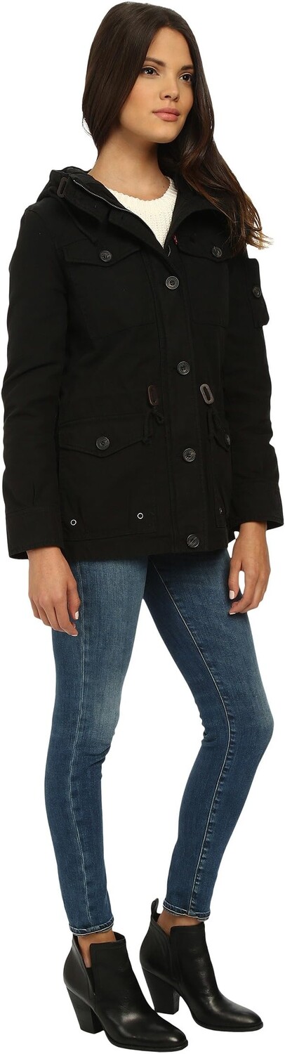 Куртка Levi's Washed Cotton Fashion Four-Pocket Military w/ Hood, черный — фото 4