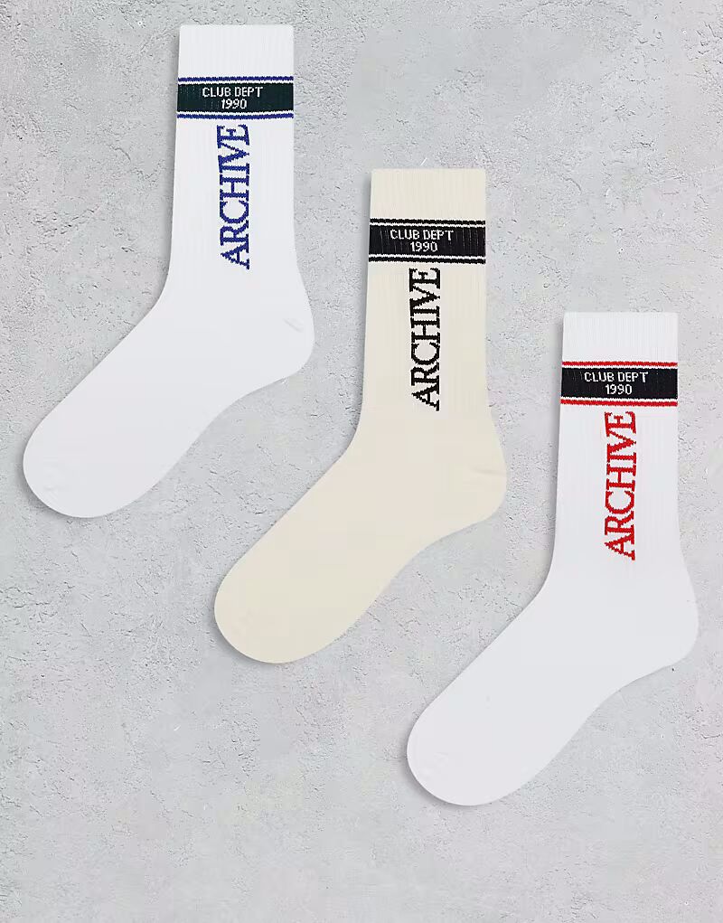 

Jack & Jones 3 пары спортивных носков с контрастными носками белого цвета