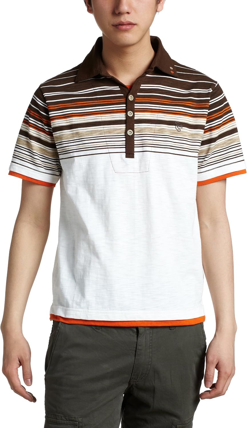 

Полосатая рубашка-поло в тон ткани Pincponc, мокко