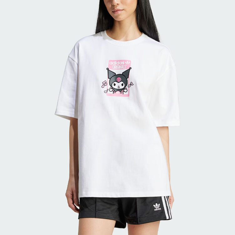 Футболка большого размера с принтом X Hello Kitty Kuromi, белая Adidas Originals — фото 2