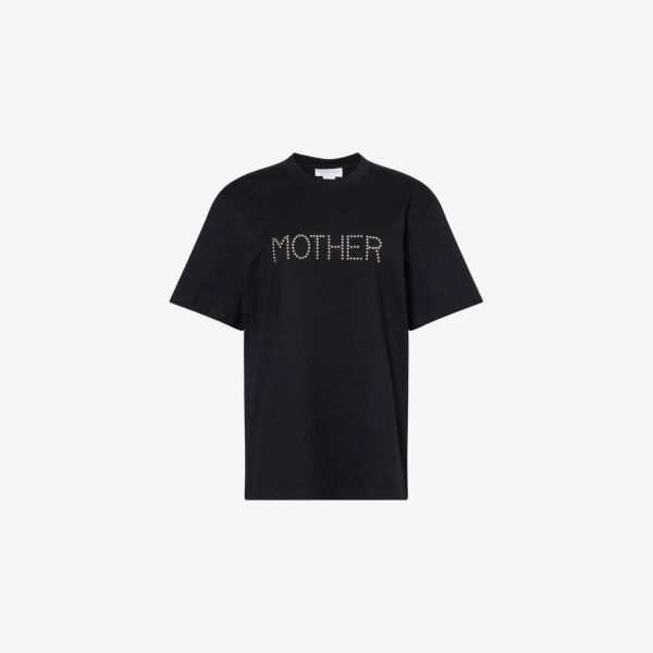 

Футболка оверсайз из хлопкового джерси с декоративными шипами Stella Mccartney, черный