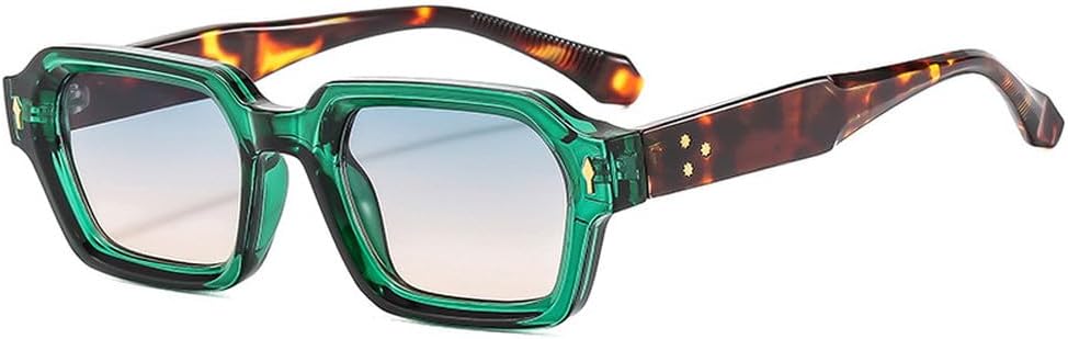 

Женские солнцезащитные очки квадратной формы, модные градиентные линзы, защита от УФ-излучения UV400; мужские солнцезащитные очки в стиле ретро с заклепками, двухцветные WNCKSQ, Green Green Tea