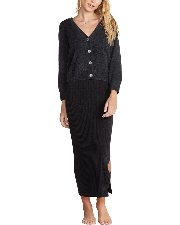 

Свитер Barefoot Dreams CozyChic Lite Diamond Pointelle Pullover, черный