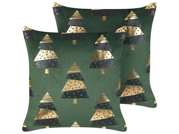 

Подушка Beliani 2 шт GOLDSPRUCE, 45x45x45 см цвет schwarz/gold/grün