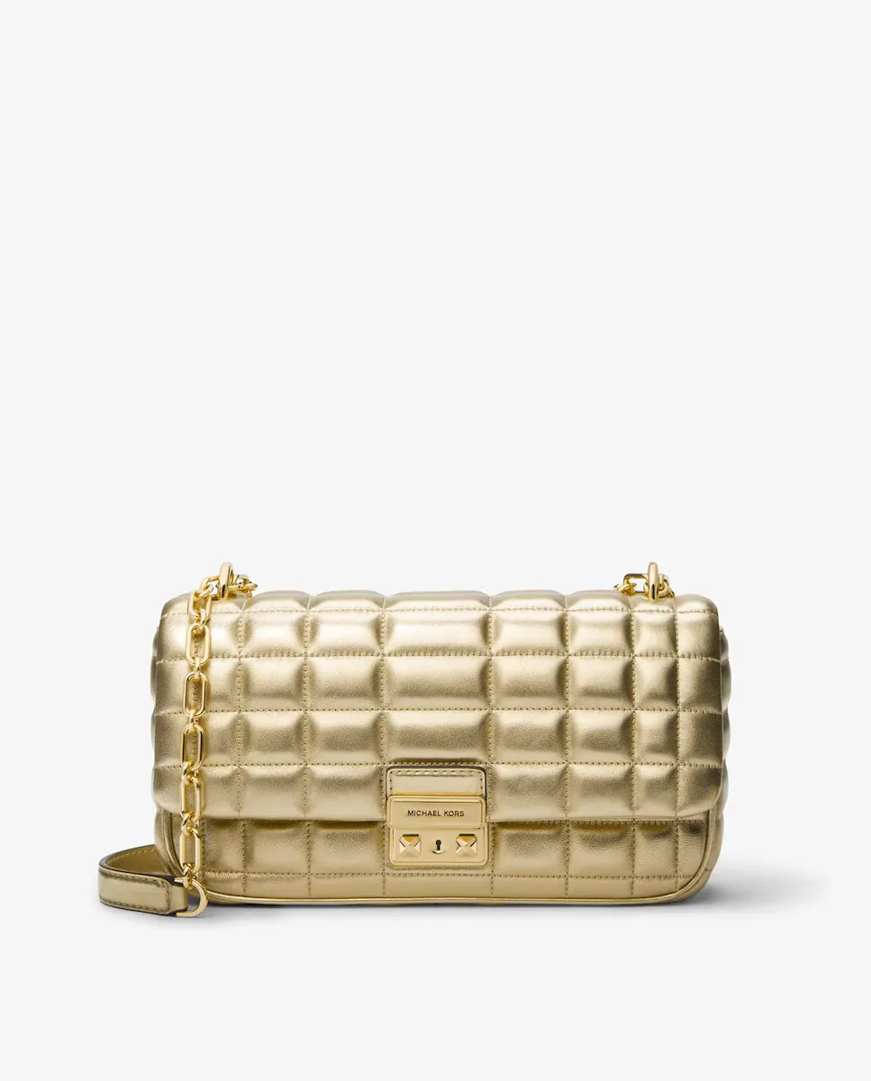 

Стеганая кожаная сумка через плечо Tribeca Michael Michael Kors, золотой