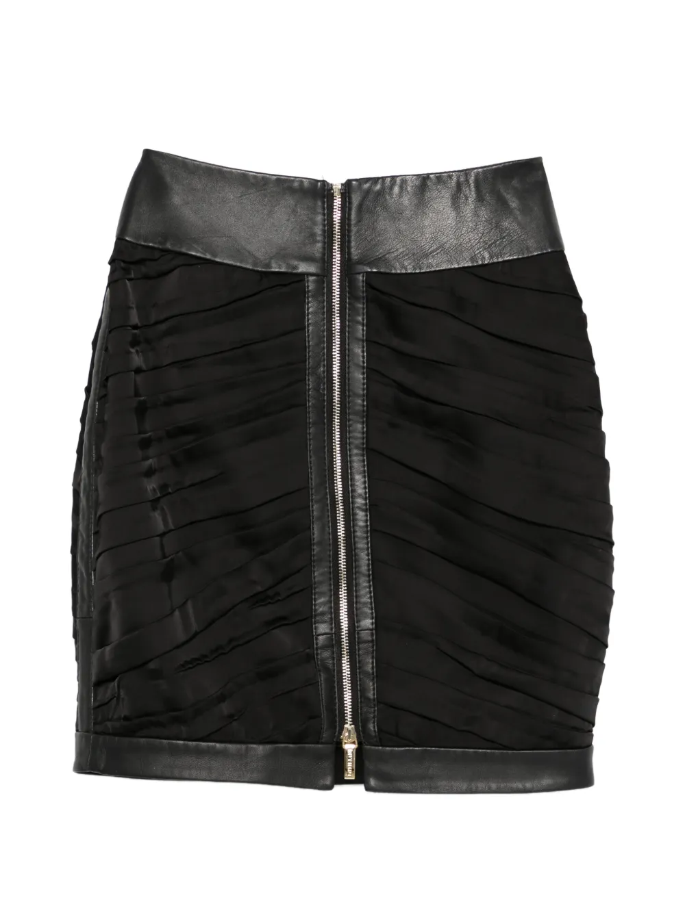 

Кожаная юбка мини с драпировкой и молнией Mitiliane Couture, черный