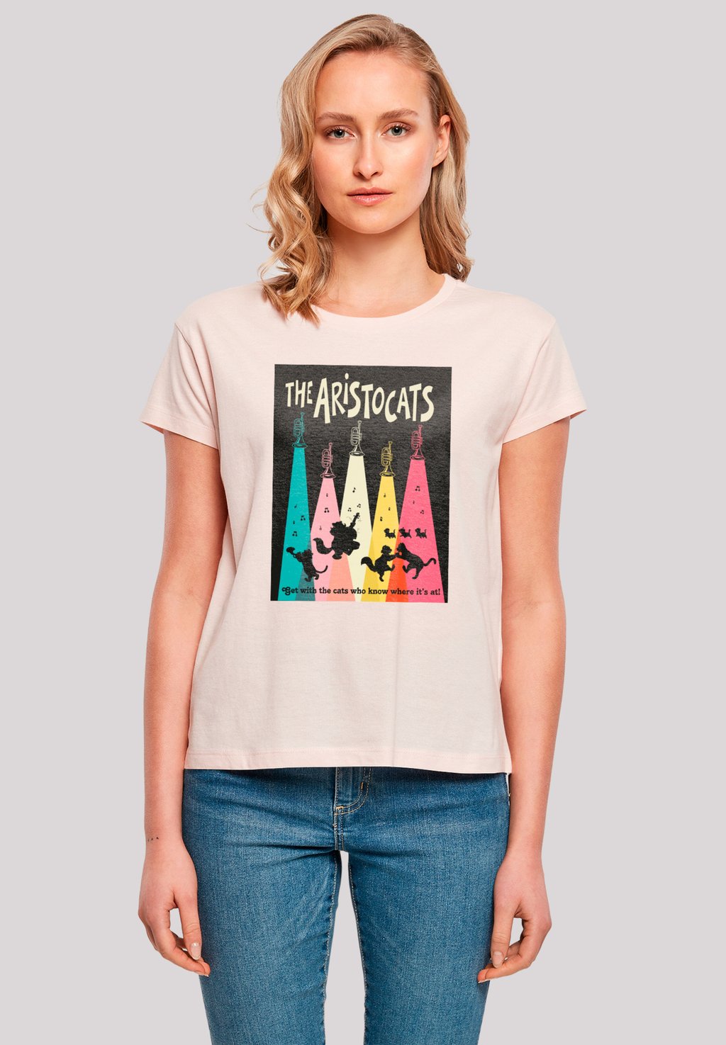 

Футболка с принтом DISNEY ARISTOCATS GET WITH THE CATS F4NT4STIC, розовый