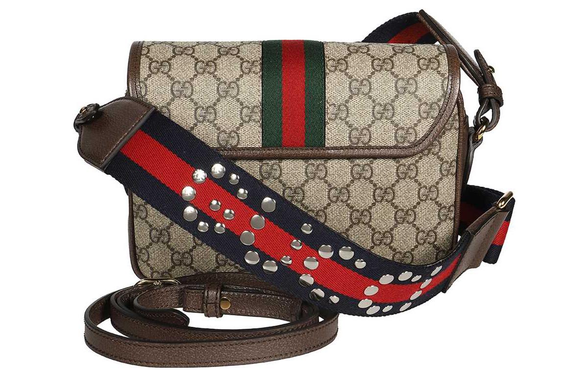 Сумка через плечо GUCCI Ophidia из канваса с кожаной отделкой — фото 4