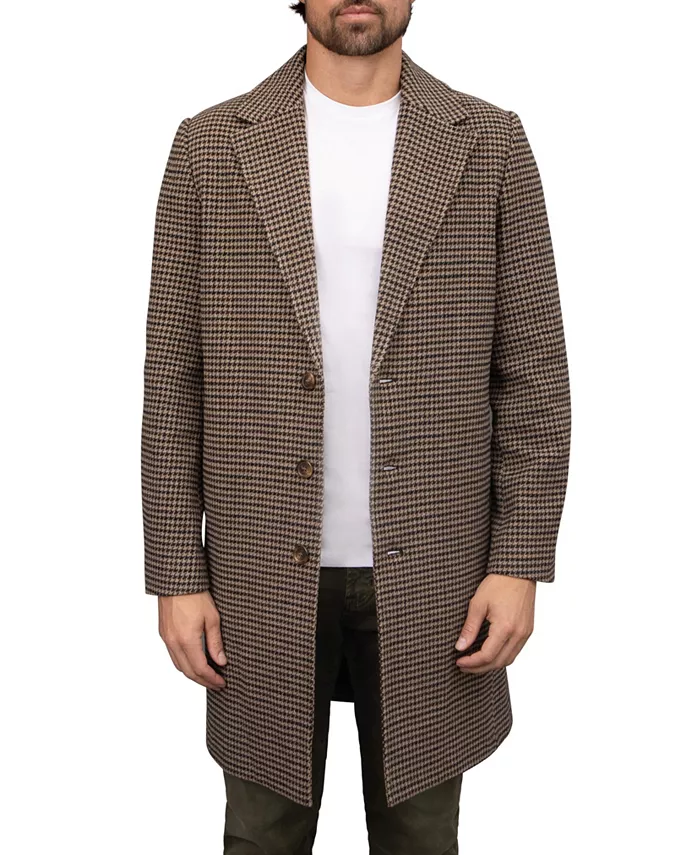 

Мужское однобортное пальто из шерстяной ткани в елочку Bagatelle Homme, коричневый