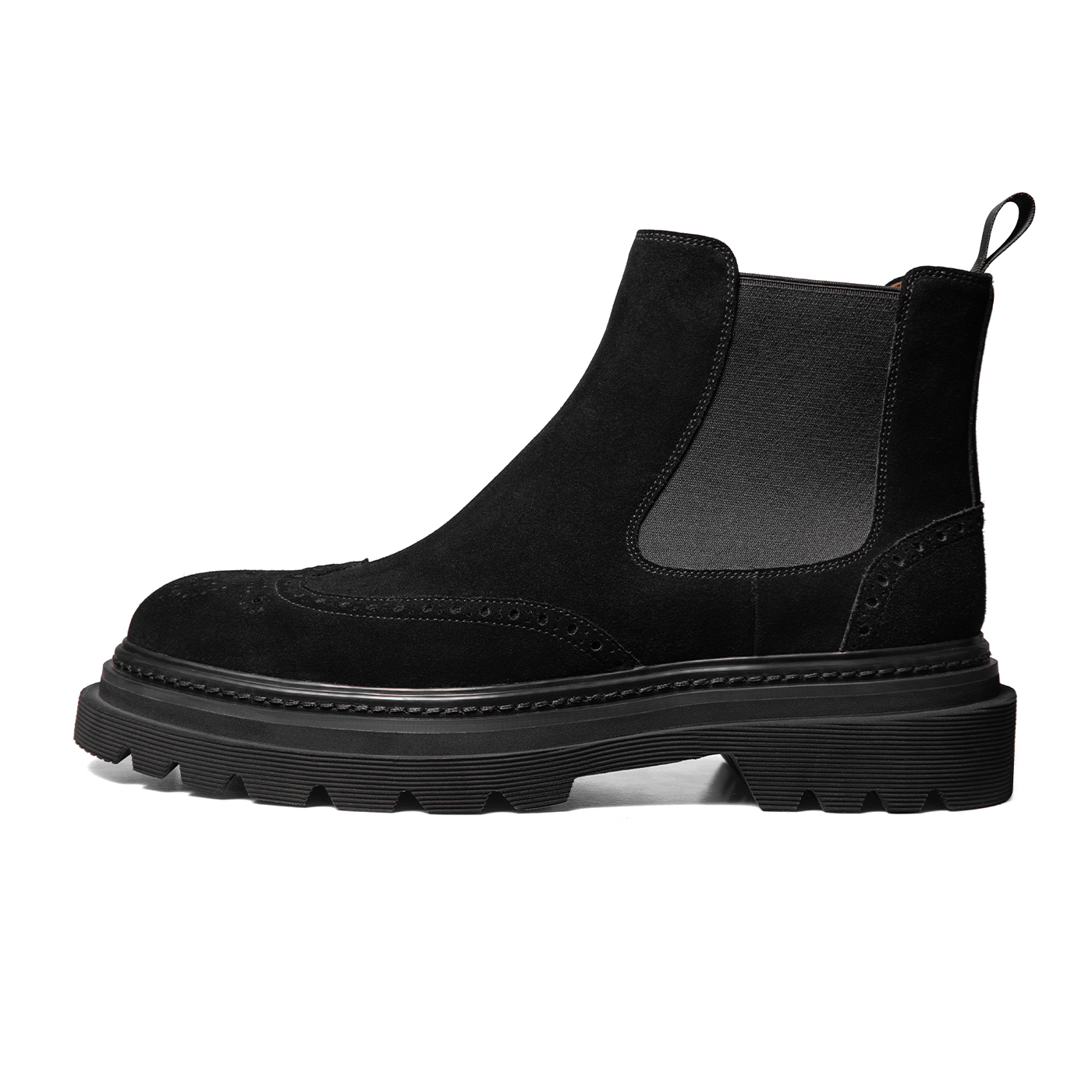 

Замшевые туфли Brock Brogues, осенние и зимние, короткие мужские ботинки челси THOM WILLS, Black E1931