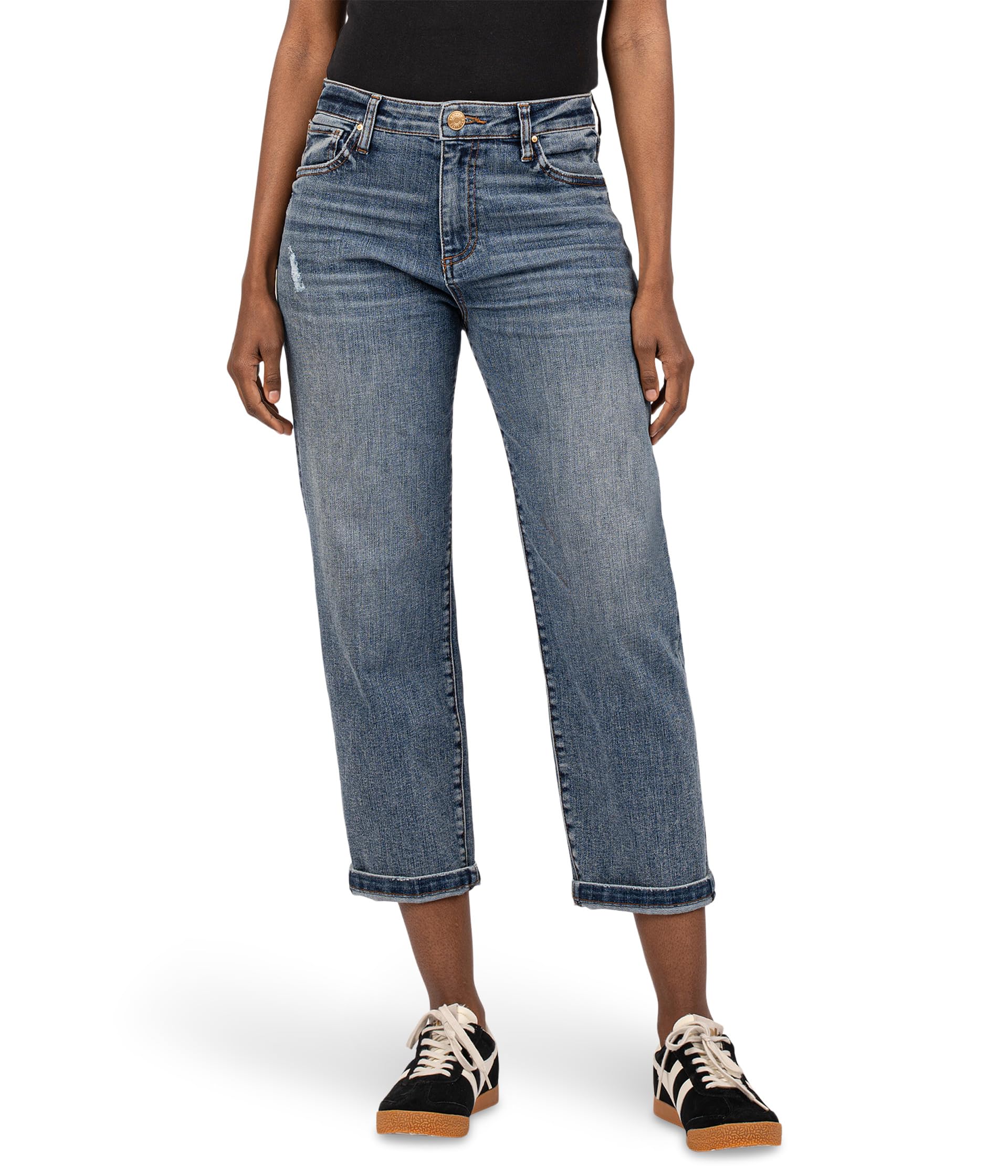 

Джинсы KUT from the Kloth Sienna Baggy Boyfriend Crop Roll-Up Reg Hem In Passion, Passion