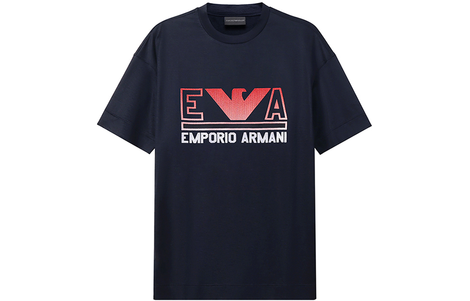 Футболка мужская морской синий оранжевый красный EMPORIO ARMANI — фото 2
