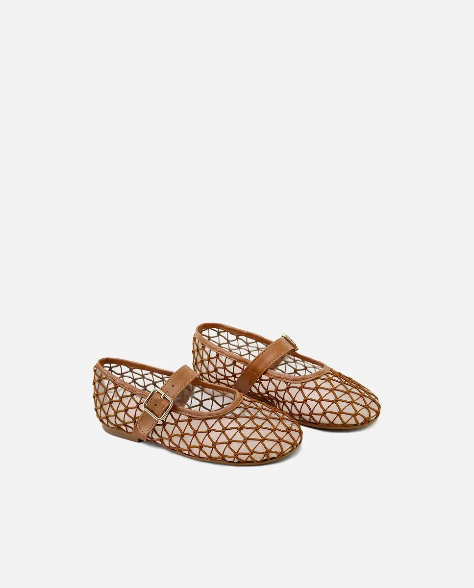Детские мерседесы из вышитого тюля и кожи Eli 1957, Camel — фото 3