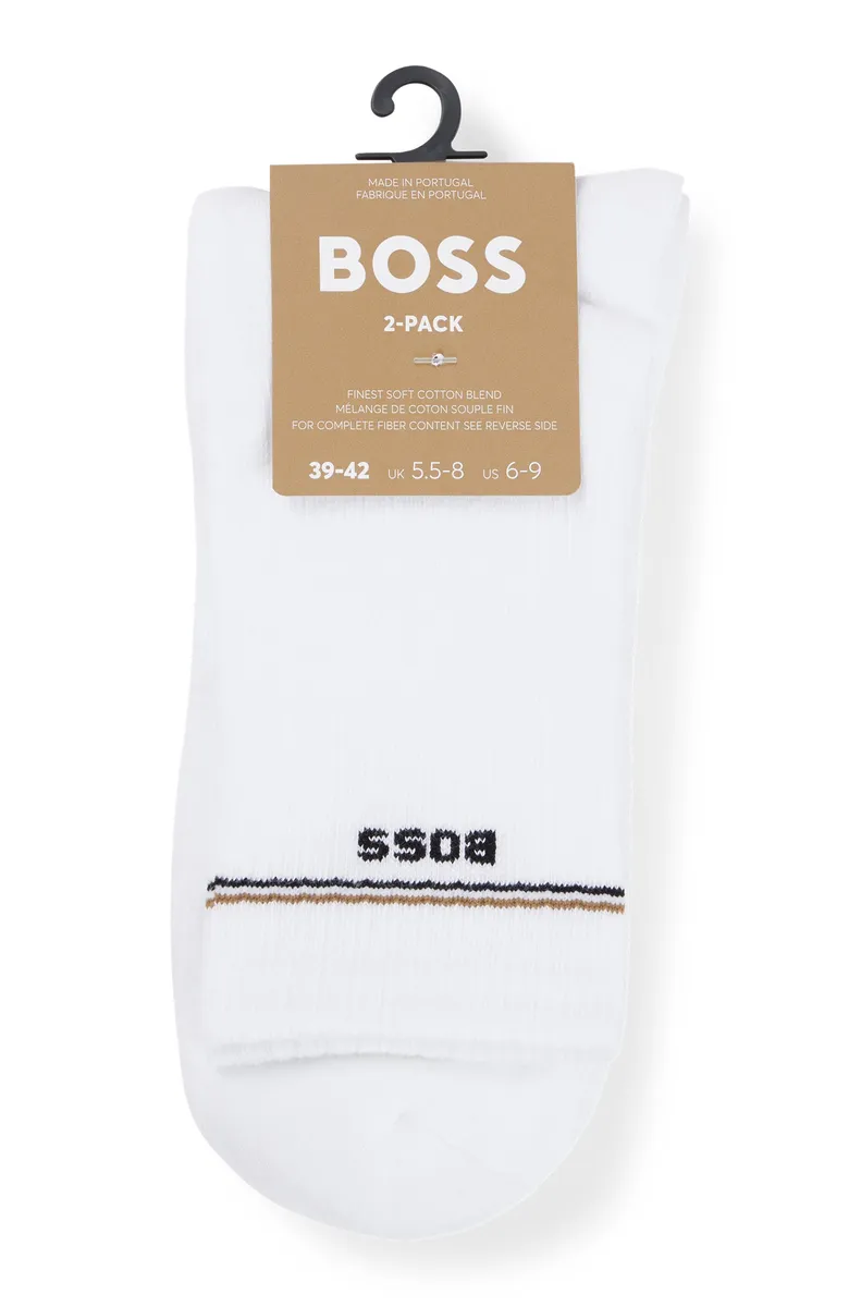 Носки BOSS "2P QS Iconic CC W" (упаковка, 2 пары, 2 шт.), с надписью логотипа BOSS, белый — фото 4