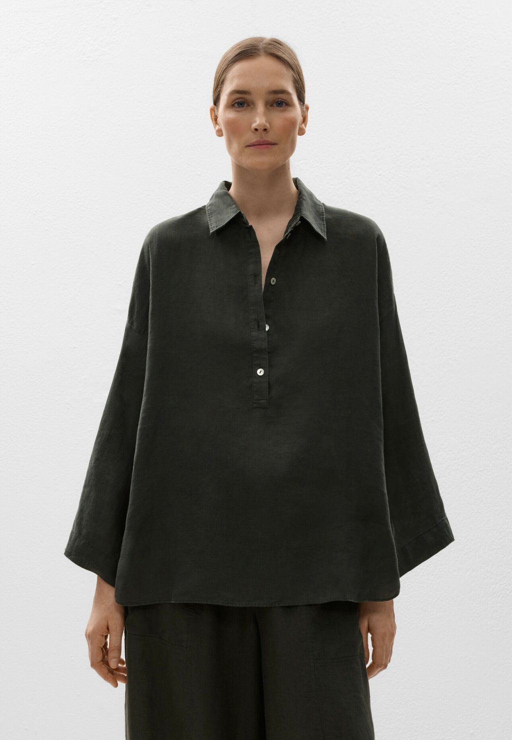 

Блуза OVERSIZE LINEN OYSHO, темно-серый
