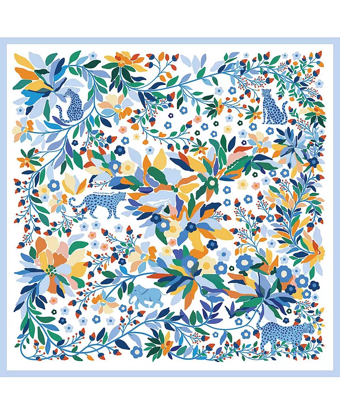 

Двусторонний шарф из шерсти и шелка Of Day Jungle Reverie Jessie Zhao New York, синий