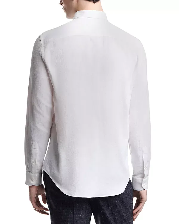 Спортивная рубашка из хлопка и льна с текстурой Emporio Armani, White — фото 3