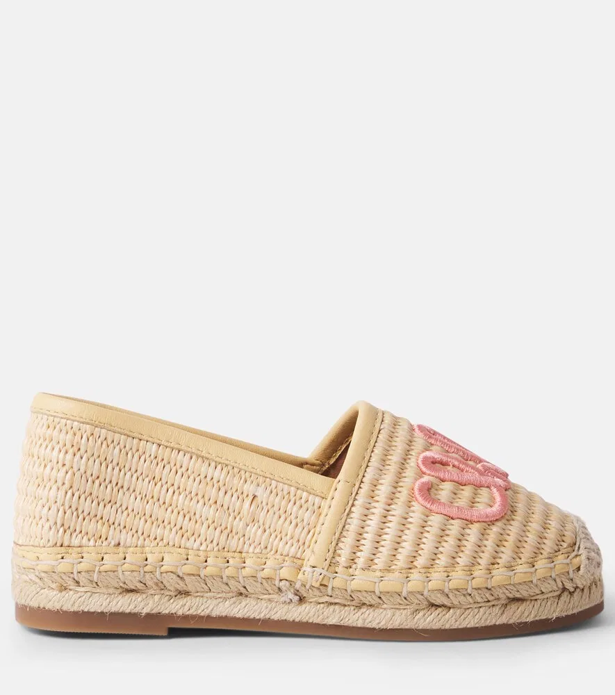 Эспадрильи из рафии с вышитым логотипом Chloé Kids, бежевый — фото 3