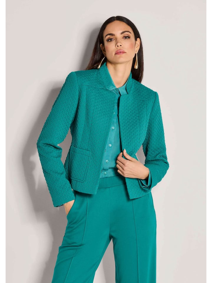 

MADELEINE Стильный деловой пиджак со стоячим воротником цвета «бензин»