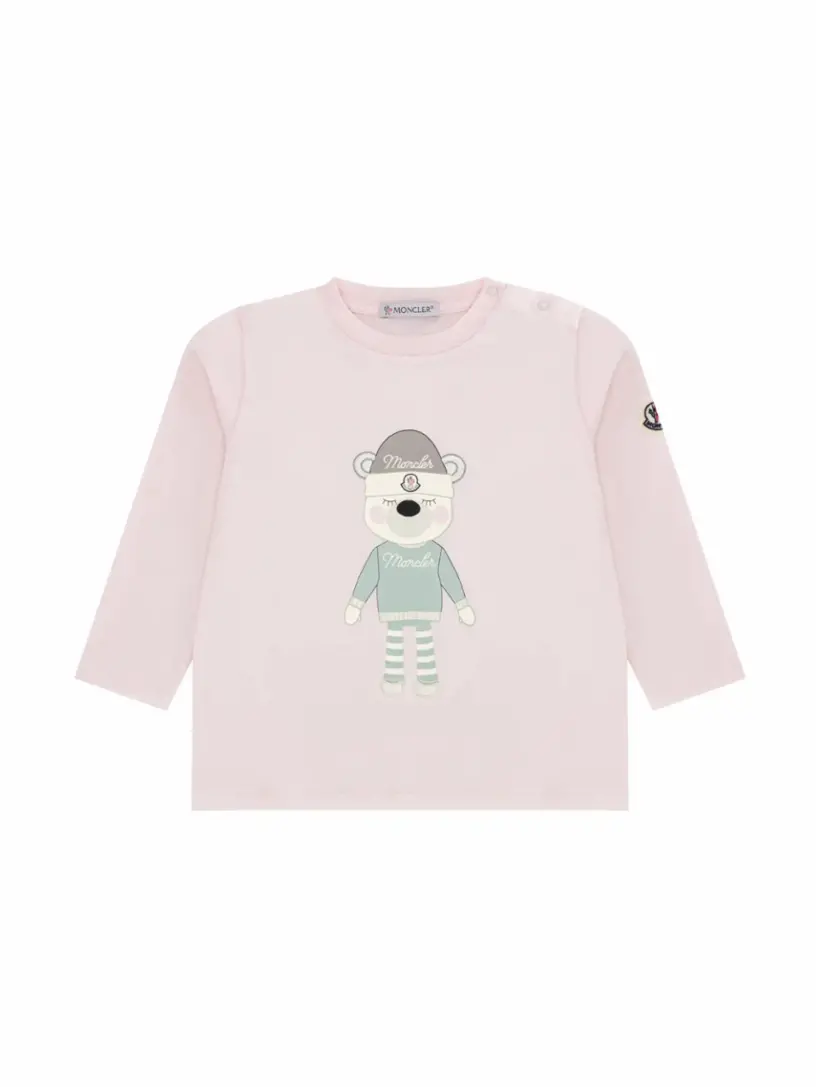 

Хлопковый лонгслив с логотипом Moncler, розовый