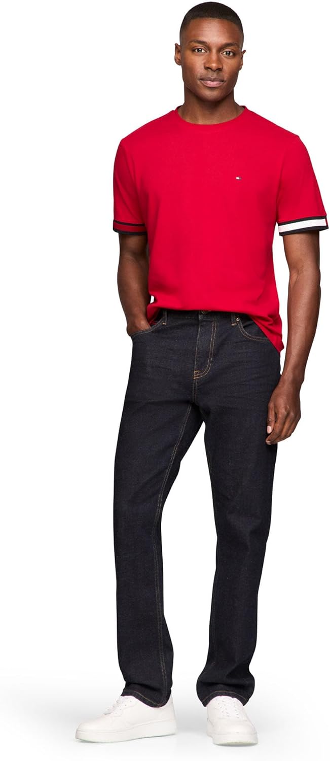 Мужские футболки Tommy Hilfiger из дышащего хлопка с короткими рукавами и манжетами, Medium Red — фото 3