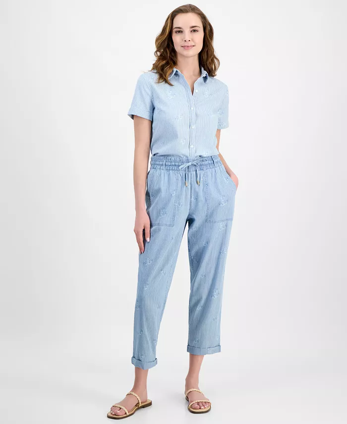 

Женские полосатые джоггеры с цветочным принтом Nautica Jeans, синий