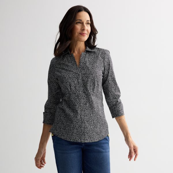 

Укороченная приталенная рубашка Croft & Barrow, цвет black mini garden