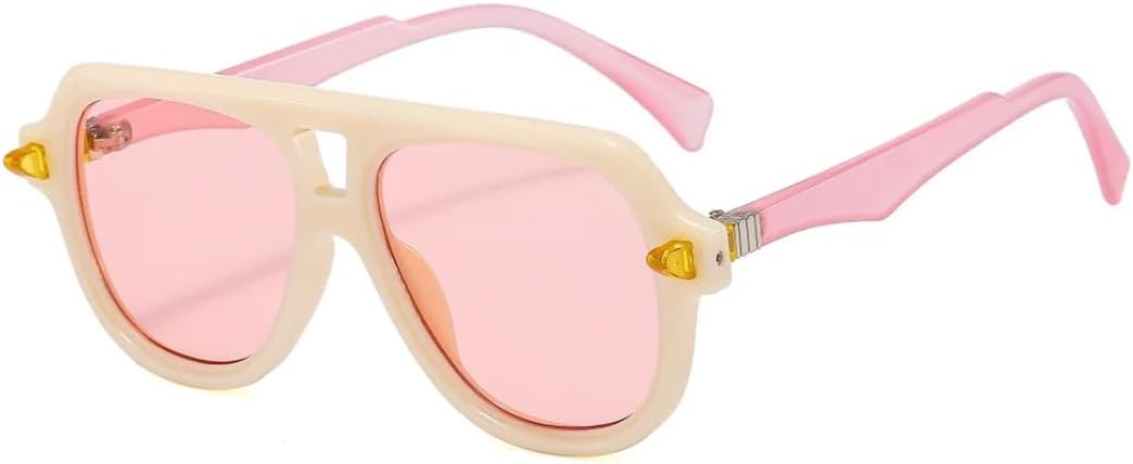 

Солнцезащитные очки для мужчин и женщин - защита UV400 - двойные перемычки, градиентные линзы, заклепки, для занятий спортом на открытом воздухе и вождения DSVIGF, Pink