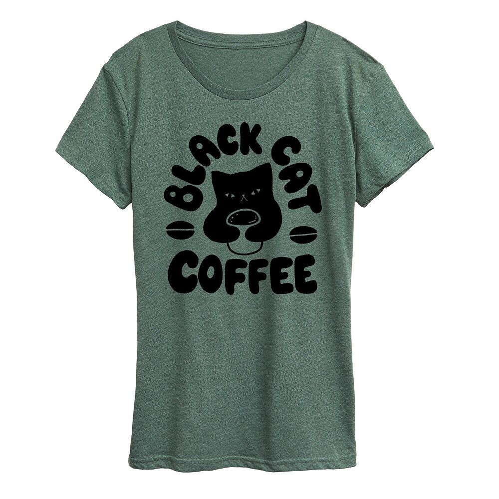 

Женская футболка с графическим рисунком Black Cat Coffee Licensed Character, цвет Heather Green