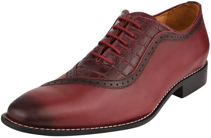 

Мужские оксфорды LIBERTYZENO с блестящим носком из натуральной кожи на шнуровке, для взрослых, для Рождества, бордовый