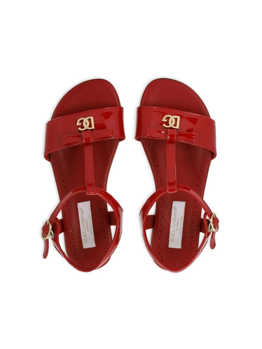 Лакированные босоножки с логотипом DG Dolce & Gabbana Kids, красный — фото 4
