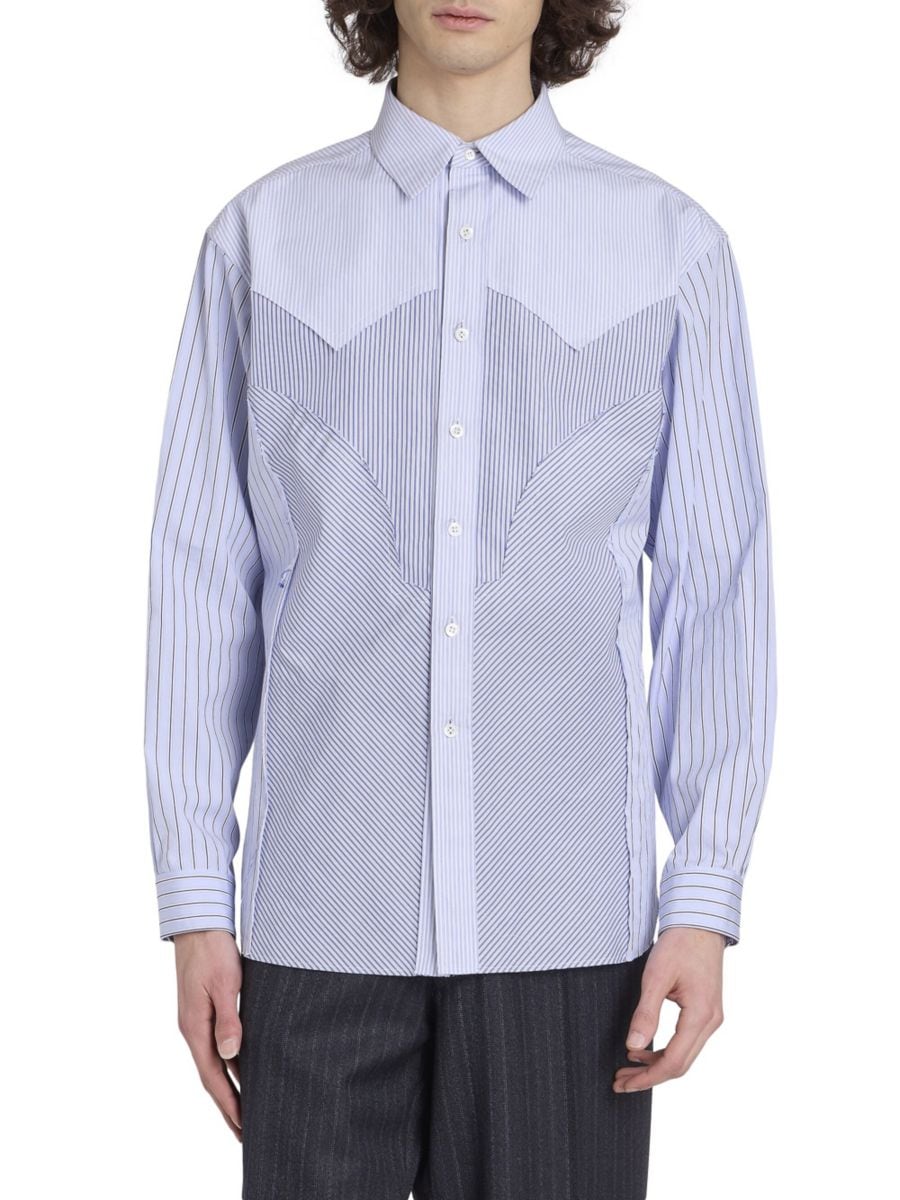 

Полосатая хлопковая рубашка с длинным рукавом Maison Margiela, синий