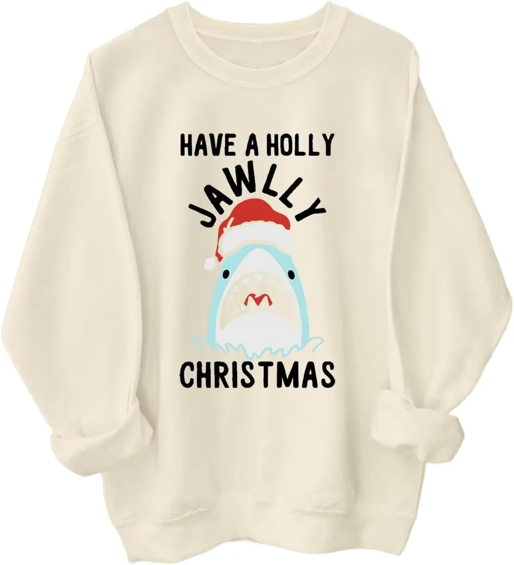 

Толстовка Have A Holly Jawly Christmas с принтом акулы в шапке Санты Racsea