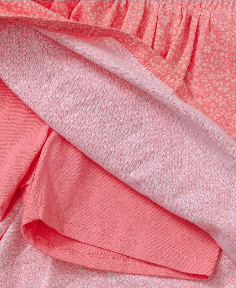 Шорты-юбка с вышивкой для девочек Lands' End, mini floral/salmon розовый — фото 2
