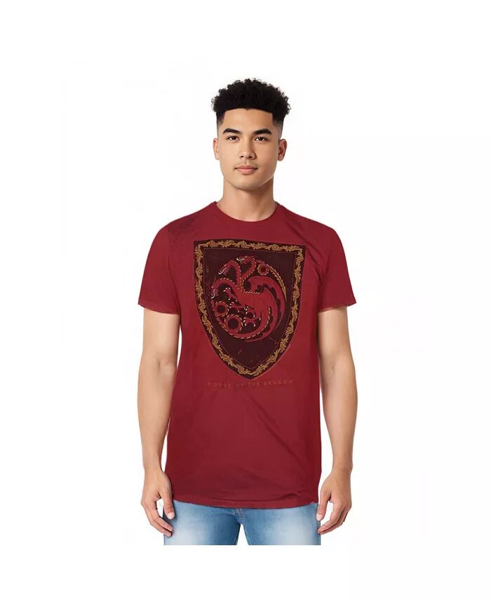 

Мужская футболка Dragon Shield Vintage с коротким рукавом для взрослых House of the Dragon, красный