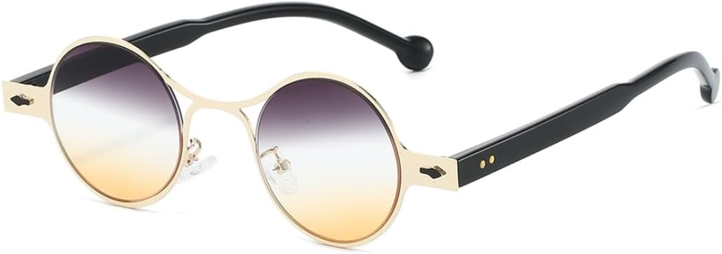 

Винтажные круглые солнцезащитные очки в металлической оправе в стиле панк, для женщин и мужчин, градиентные линзы, защита от УФ-излучения UV400, заклепки, стимпанк VFDHN, 227-c2