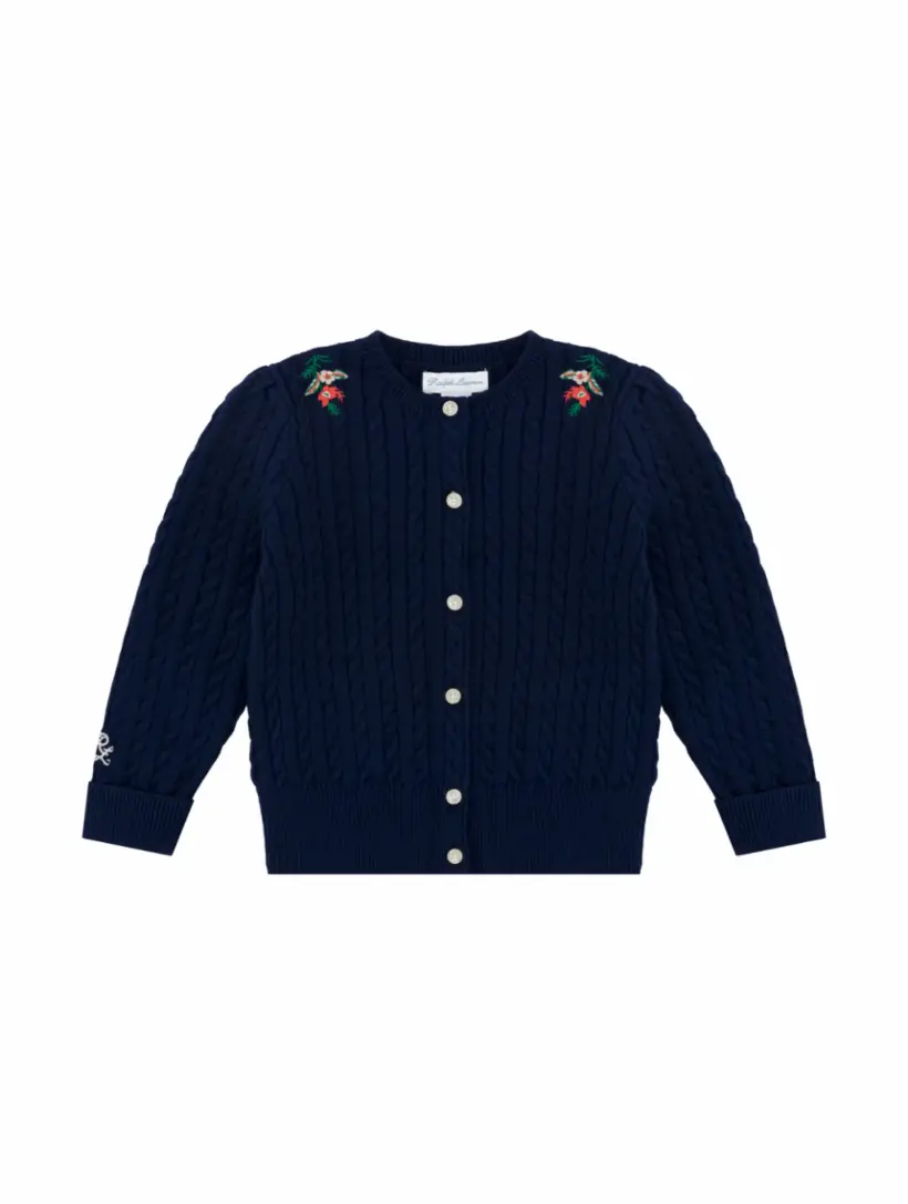 

Вязаный кардиган с цветочной вышивкой Ralph Lauren, тёмно-синий