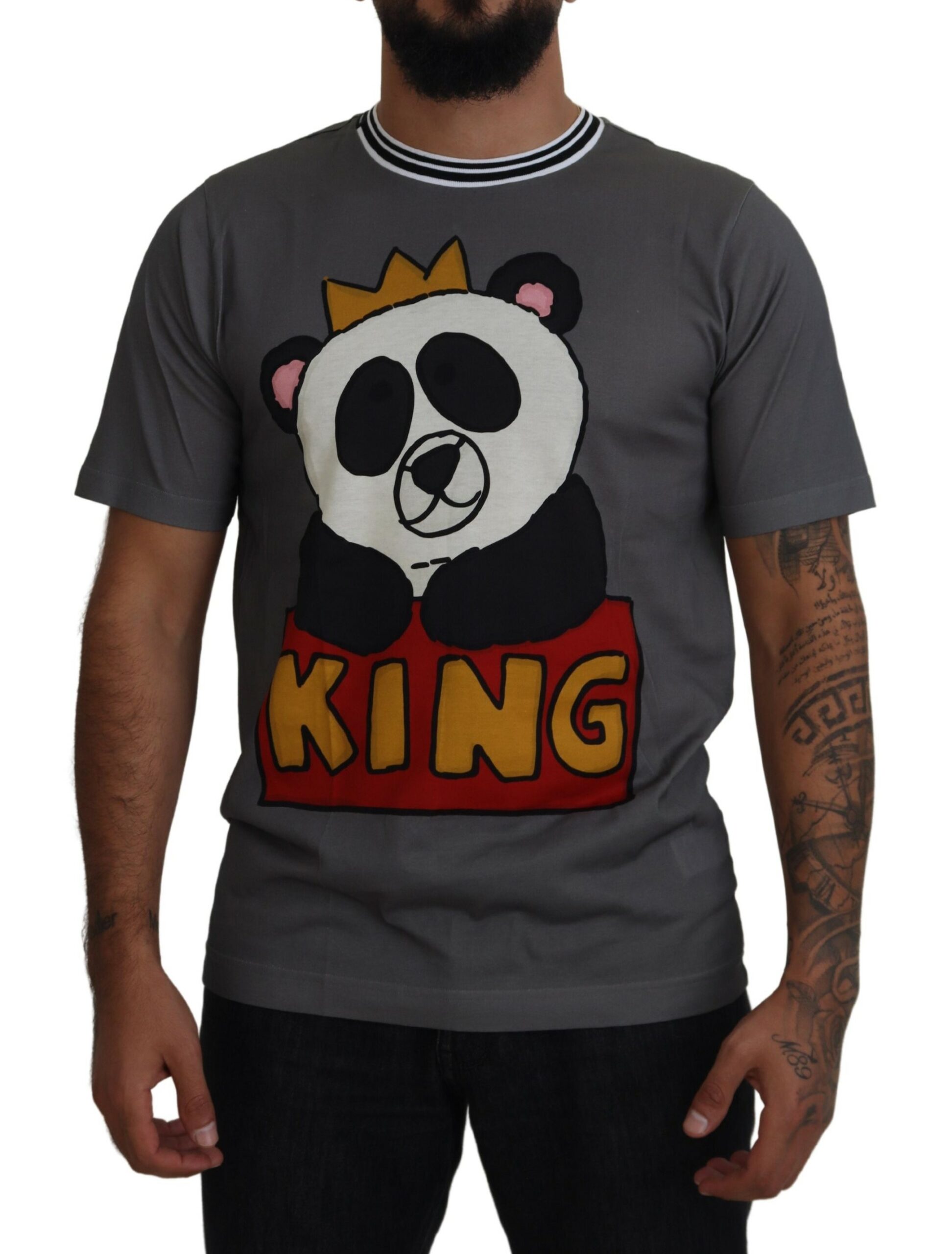 

Элегантная футболка с круглым вырезом Panda King Dolce & Gabbana, серый