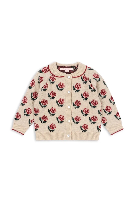 Детский шерстяной кардиган BELOU KNIT COLLAR CARDIGAN Konges Sløjd, бежевый — фото 2
