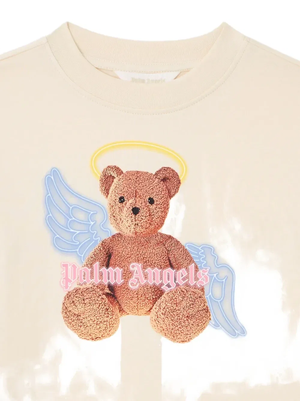 Футболка с принтом "Медведь-ангел" Palm Angels Kids, бежевый — фото 3