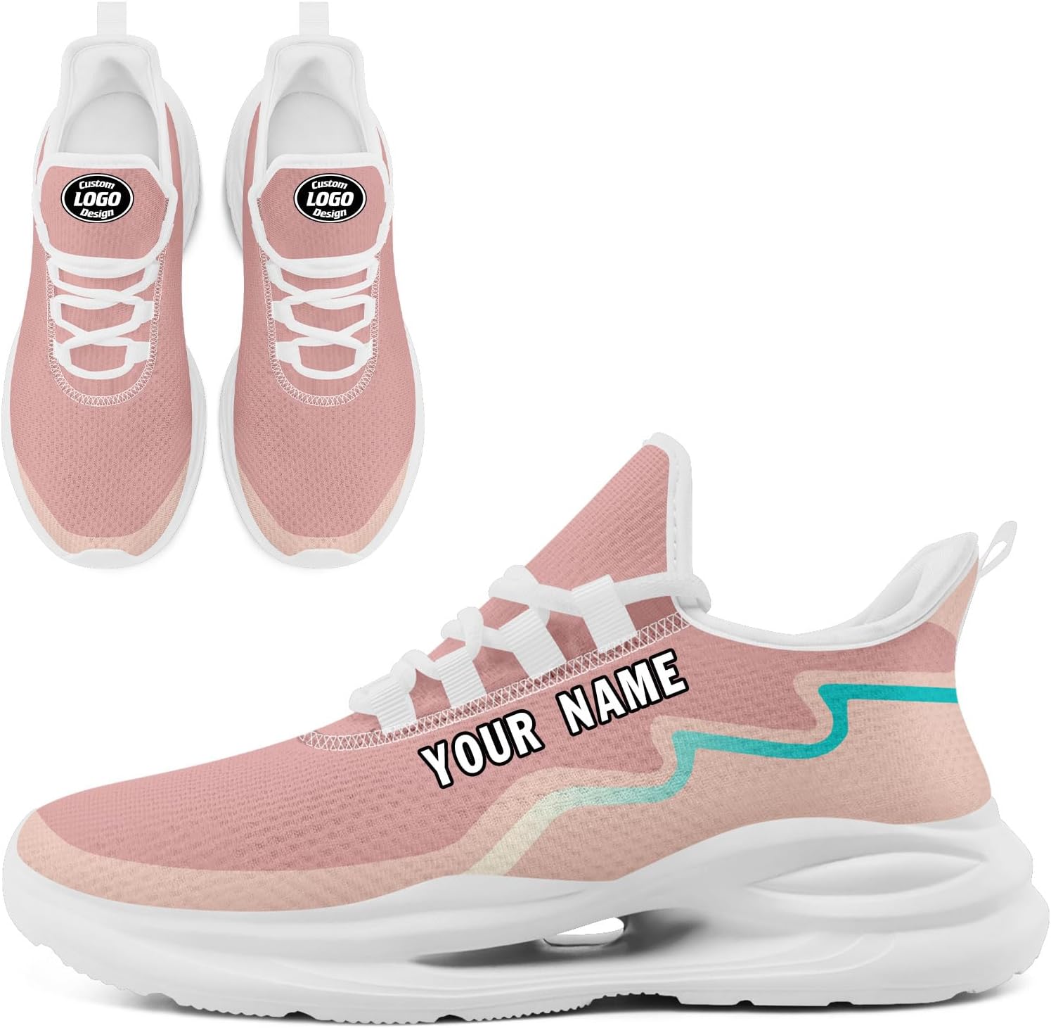 

Кроссовки AWSOLE Custom Sports Team для мужчин и женщин, персонализированный подарок с логотипом и именем, легкие кроссовки для бега, тенниса, бейсбола и тренажерного зала, белый/синий/розовый/светло-розовый