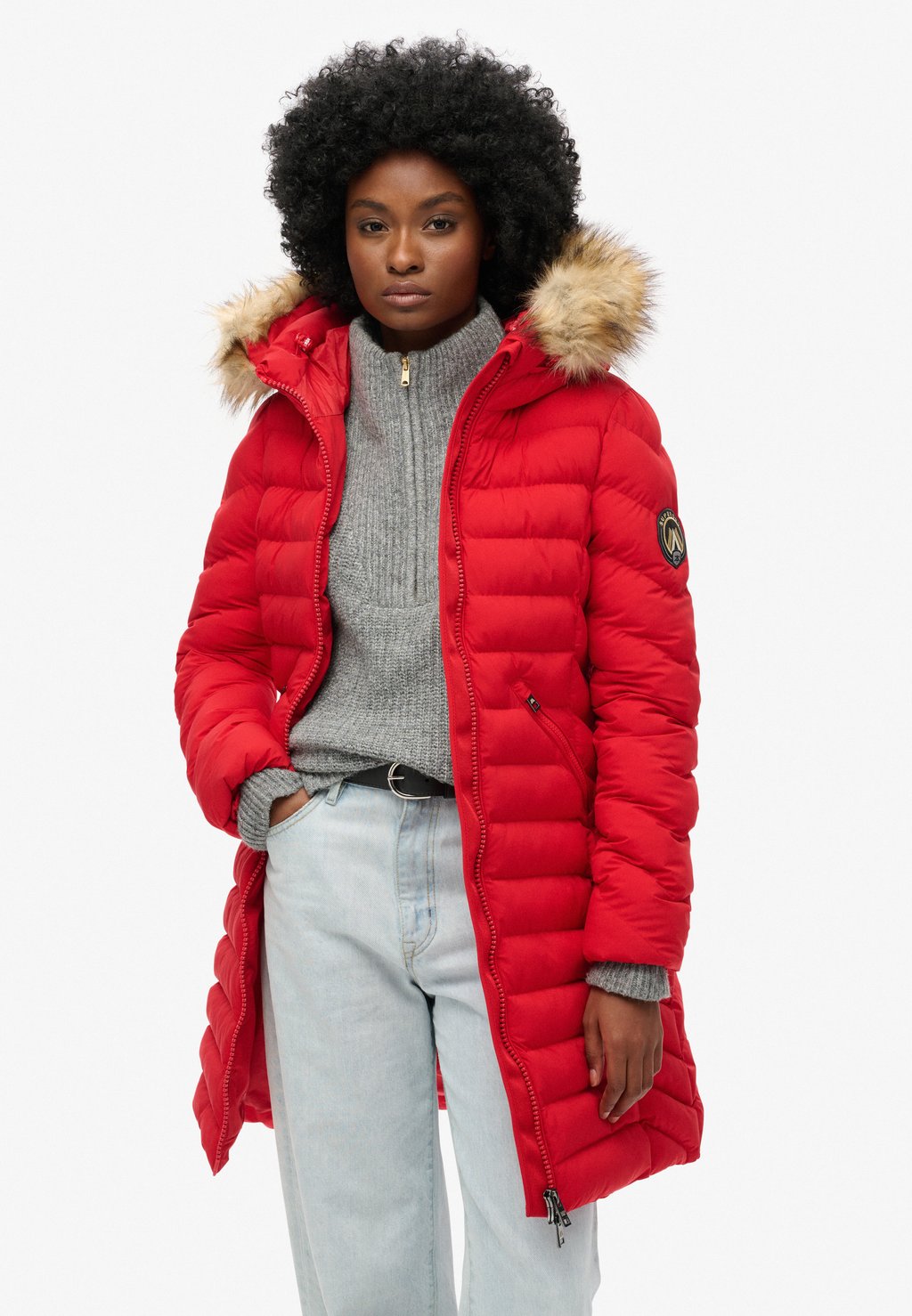 

Зимнее пальто FUJI HOOD MID LENGTH Superdry, красный