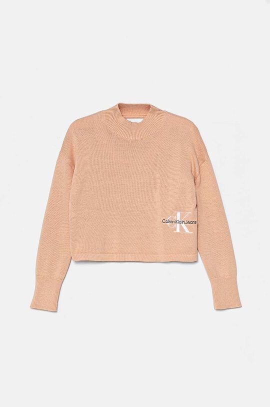 

Детский хлопковый свитер Calvin Klein Jeans, розовый