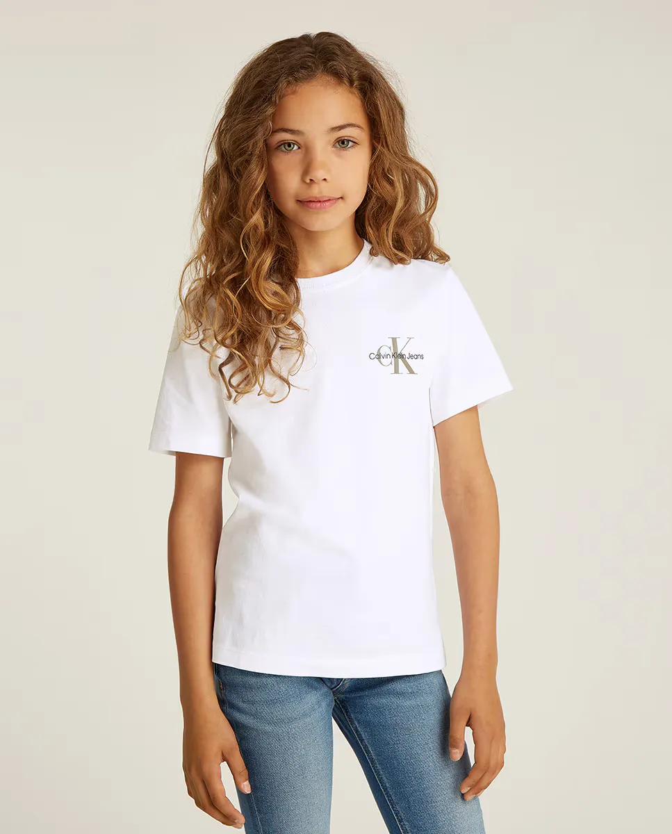 

Детская футболка с коротким рукавом и монограммой Calvin Klein, белый