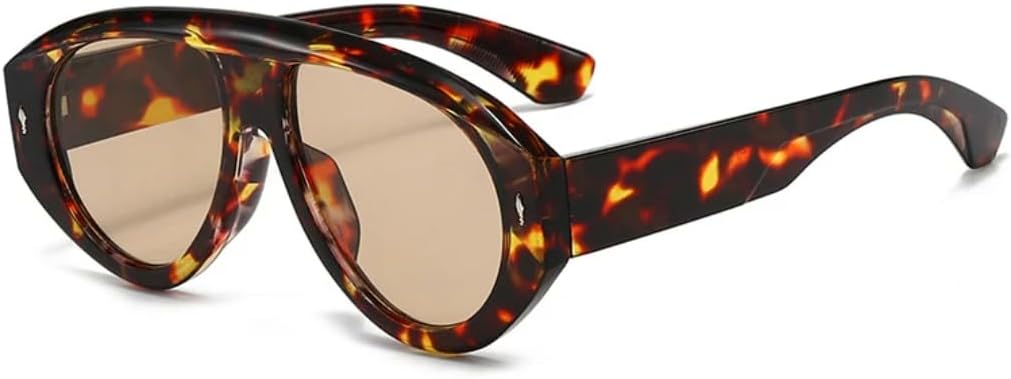 

Солнцезащитные очки для мужчин и женщин - защита UV400 - сине-зеленые заклепки, панк-стиль, разноцветные линзы, для занятий спортом на открытом воздухе и вождения DSVIGF, Leopard Champagne