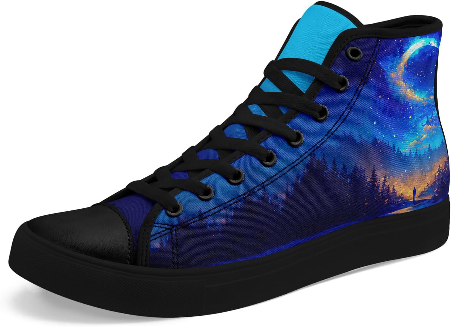 

Высокие кеды AWSOLE из холщовой ткани для мужчин и женщин, модные, дышащие, на шнуровке, удобные, стильные кроссовки с рисунком звезд и луны, черный/желтый/голубой/небесно-голубой