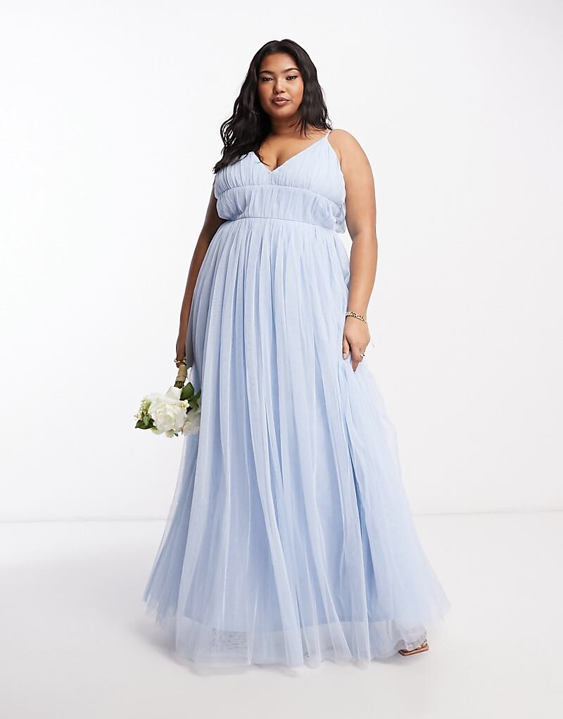

Голубое платье макси из многослойного тюля Beauut Plus – Bridesmaid