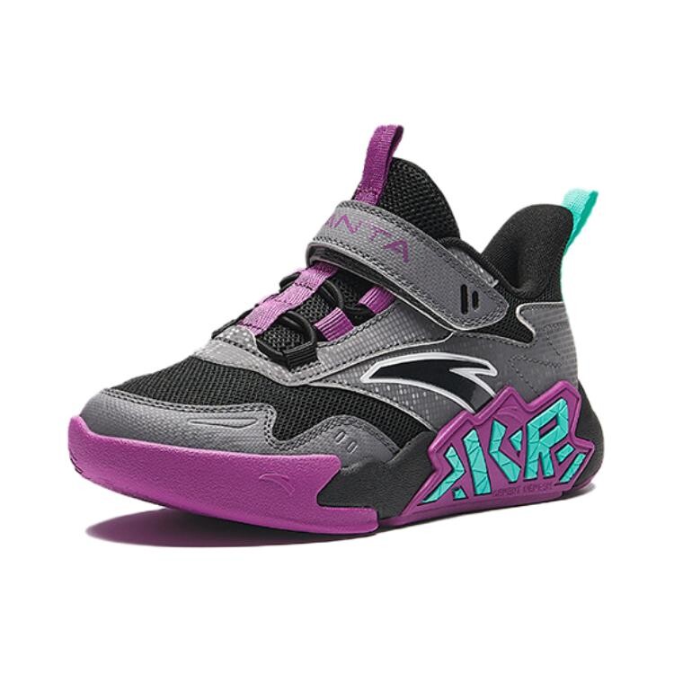 Детские баскетбольные кроссовки PS Low-top черные/серые/фиолетовые/синие Anta Kids, черный — фото 2