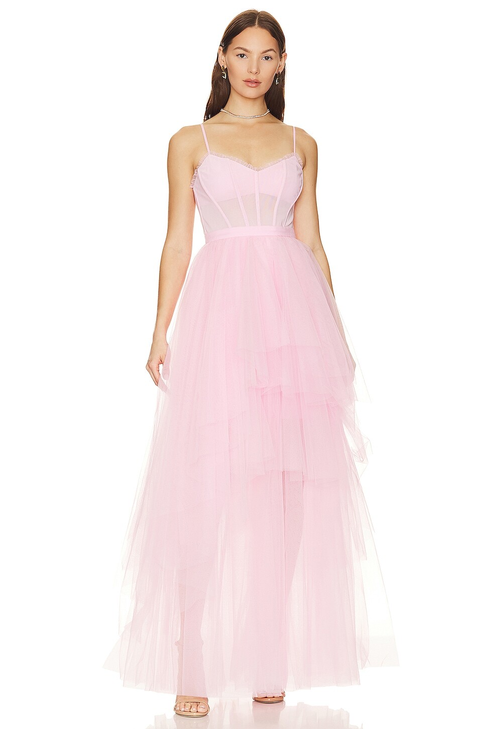 

Платье BCBGMAXAZRIA Corset Tiered Gown, цвет Pink Rose