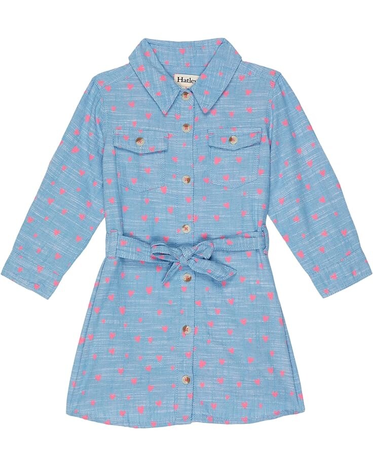 

Платье Hatley Chambray Hearts Button-Down Dress, синий